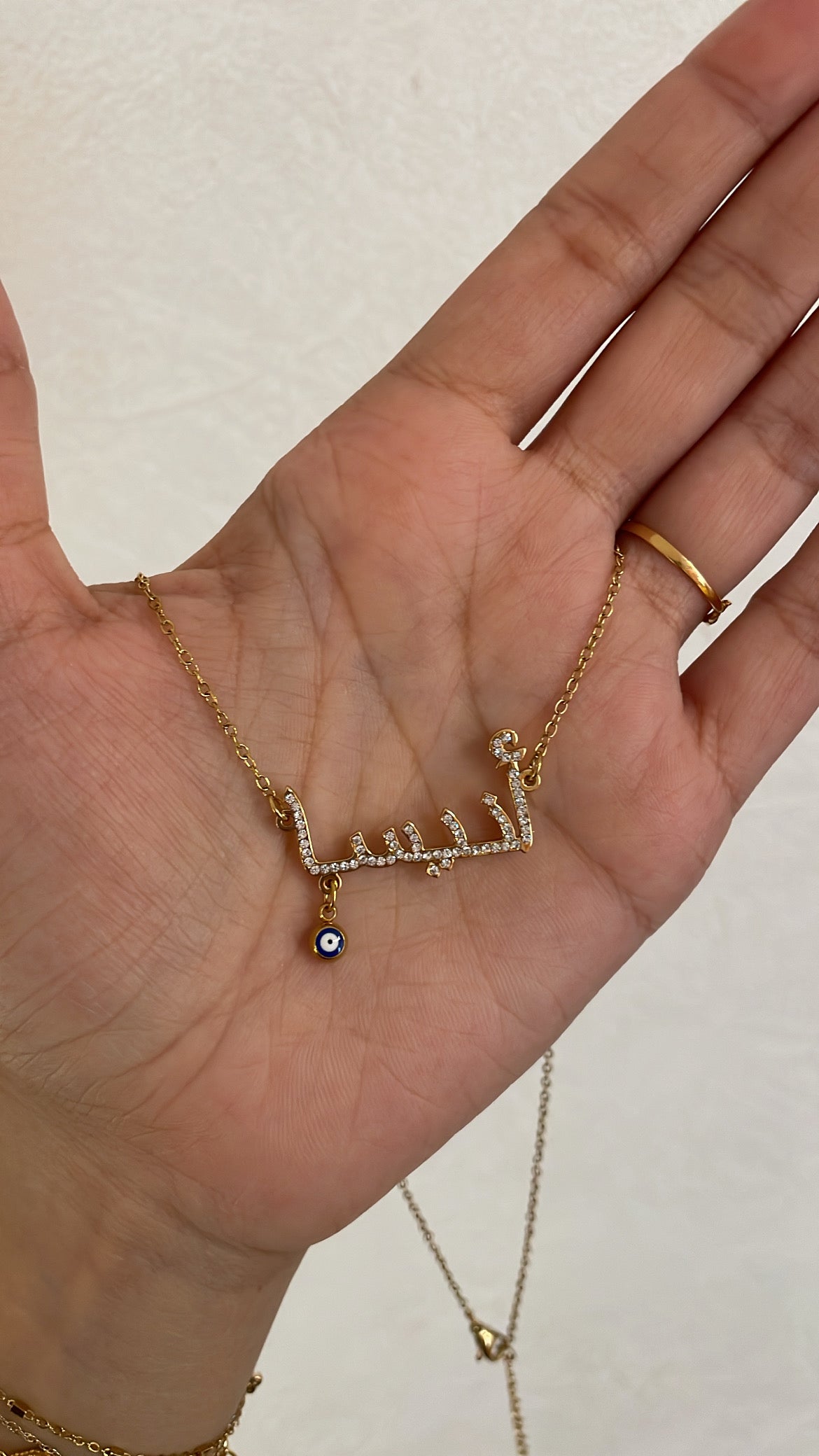 Diamanté Arabic necklace with evil eye 🤍