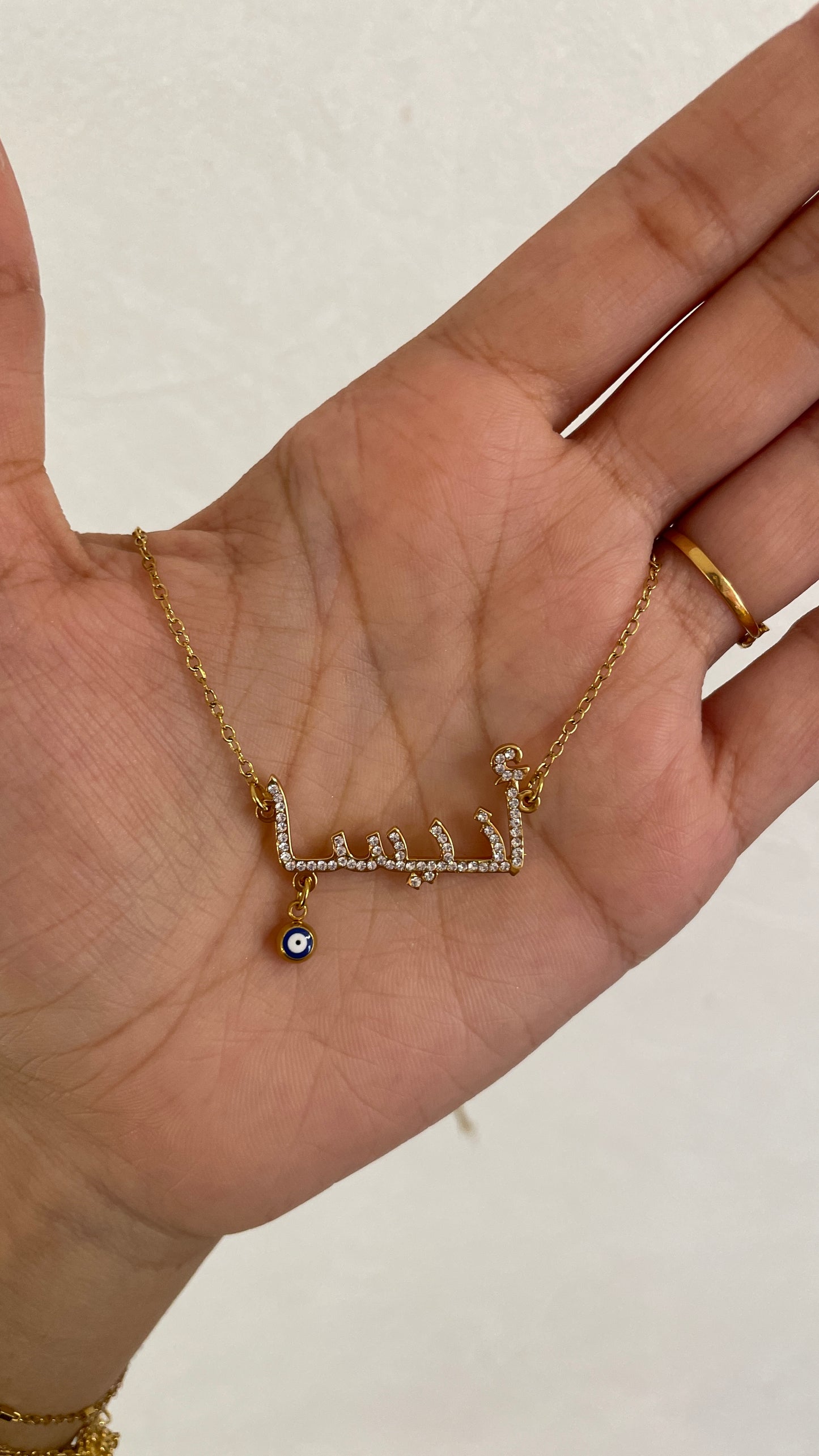 Diamanté Arabic necklace with evil eye 🤍