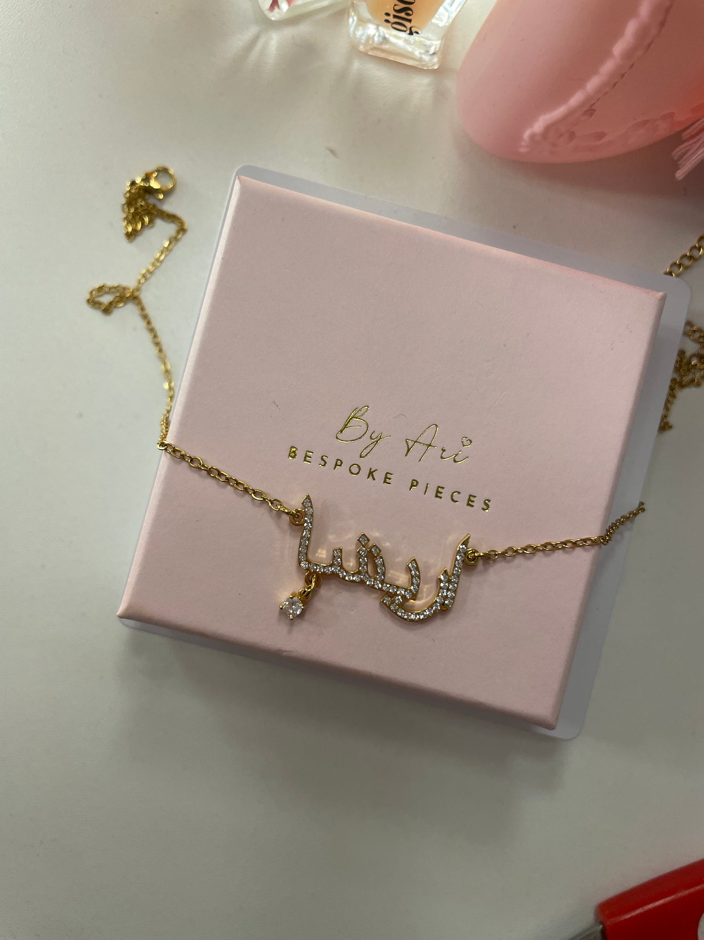 Diamanté Arabic necklace