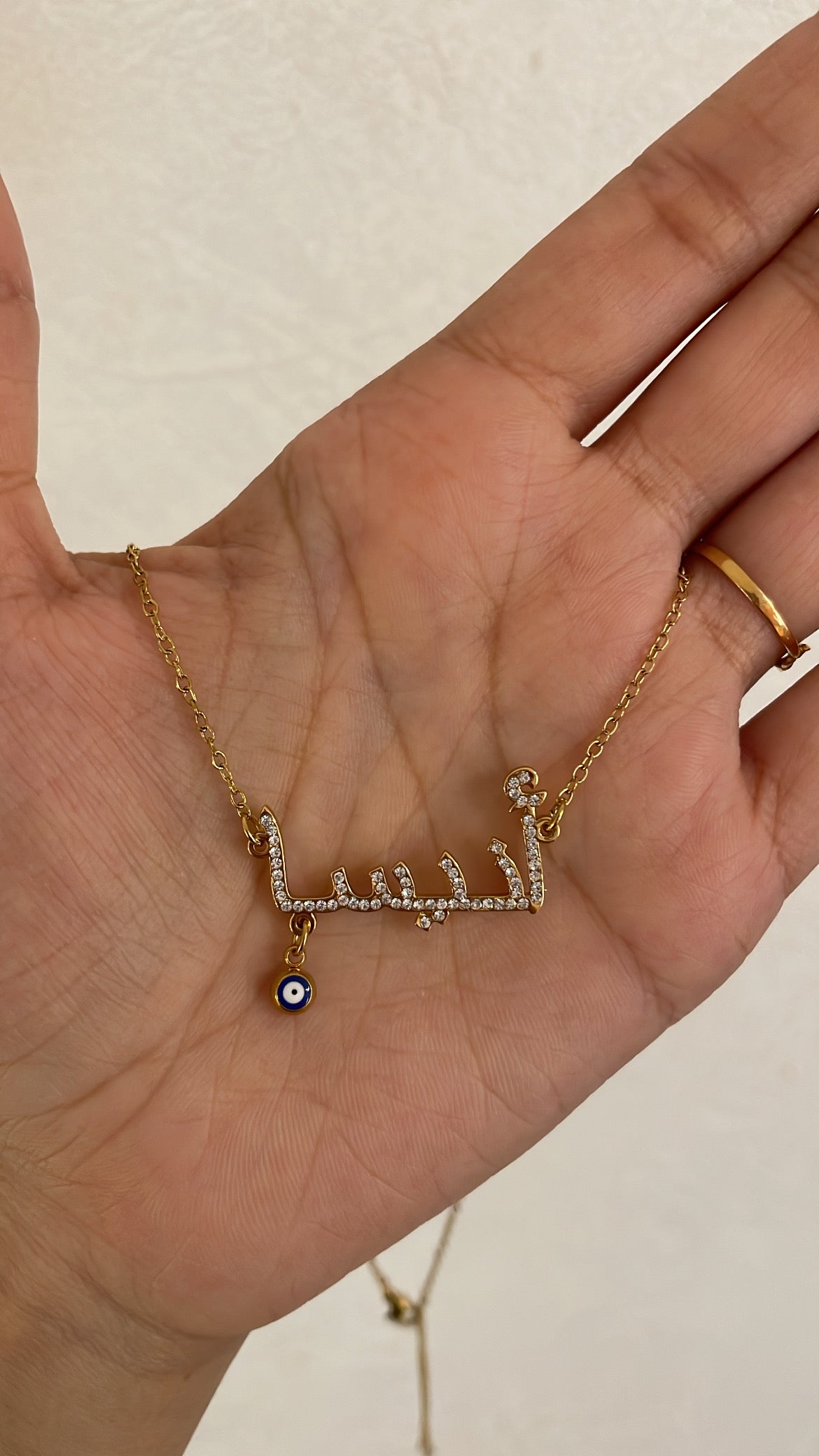 Diamanté Arabic necklace with evil eye 🤍